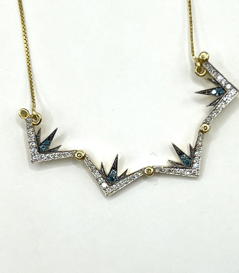 14K Gold & Black Diamond Star Of Bethlehem Opening Magnetic Necklace